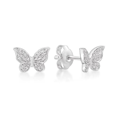 Sterling Silver Cubic Zirconia Butterfly Stud Earrings