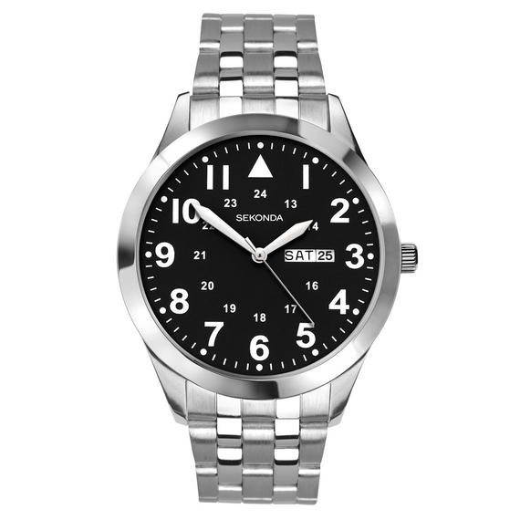 Sekonda Gents Stainless Steel Watch with Black Dial